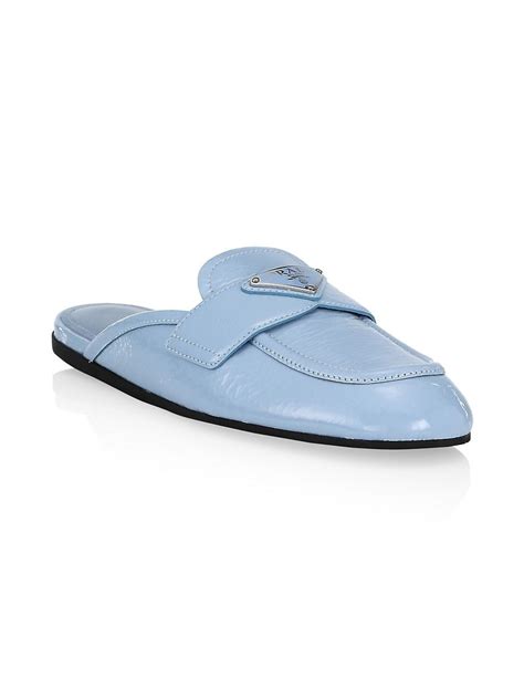 prada leather flat mules|prada naplak leather mules.